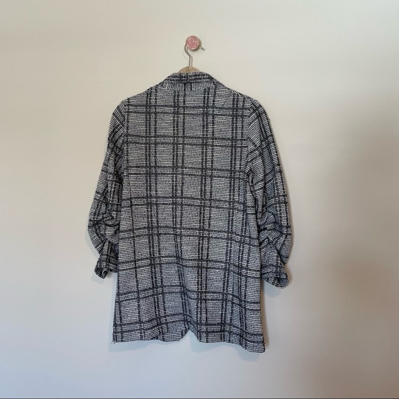 Max Studio Tweed Plaid Single Button Blazer - Picture 4 of 6